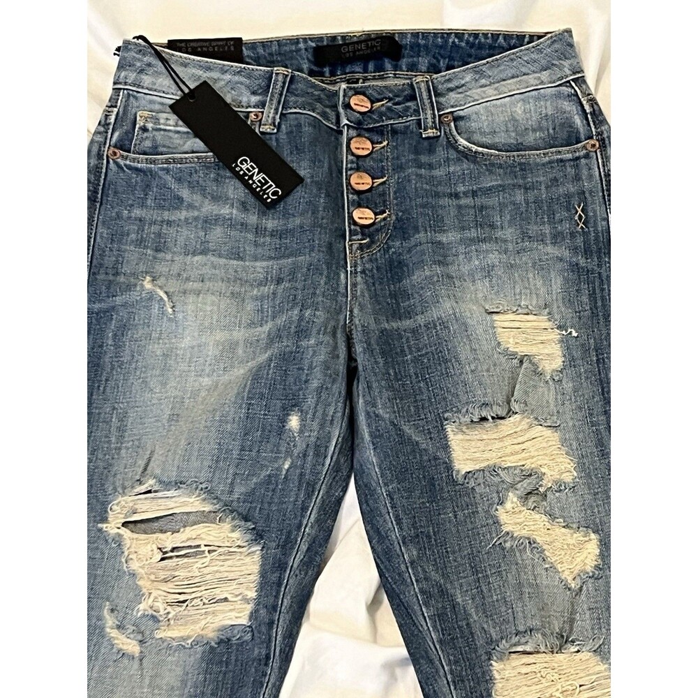 Genetic Los Angeles W11932A Distressed Women’s Jeans 24 Pants Denim - Picture 2 of 5